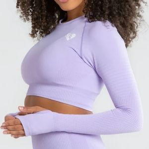 Women's Best Power Seamless Long Sleeve Crop Top - Lilac (Size Small)